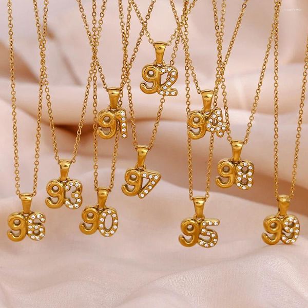Correntes senhoras minimalista inicial ano de nascimento colar jóias de aço inoxidável 18k banhado a ouro pingente carta para mulheres