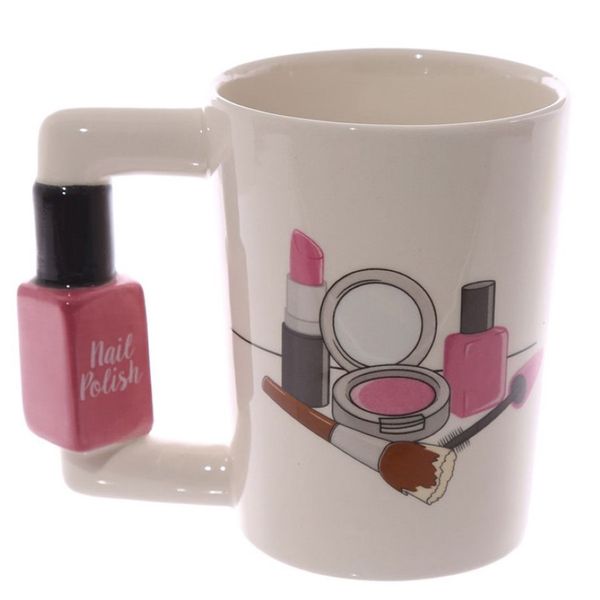 Criativo canecas de cerâmica menina ferramentas kit beleza especiais unha polonês lidar com chá caneca café copo canecas personalizadas para presente feminino c19041260w