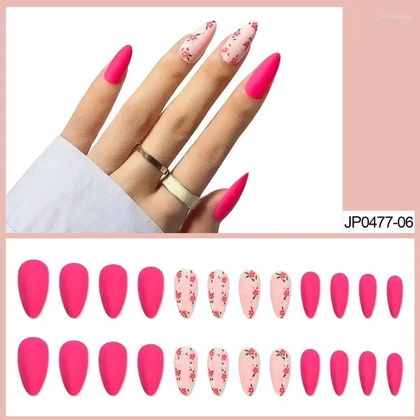 Unhas falsas atacado de remendos de unhas usando rosa francês pequena flor realce destacável que