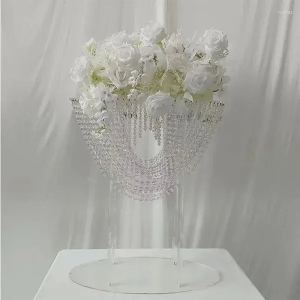 Kerzenhalter, hoch, verspiegelt, goldene Acryl-Säule, Blumenständer für Hochzeitsempfang, Dekoration