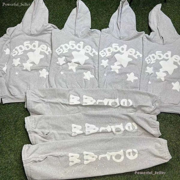 Мужские толстовки с капюшоном Spder Beluga Hoodie Heather Grey и женский комплект свитера со штанами 6969