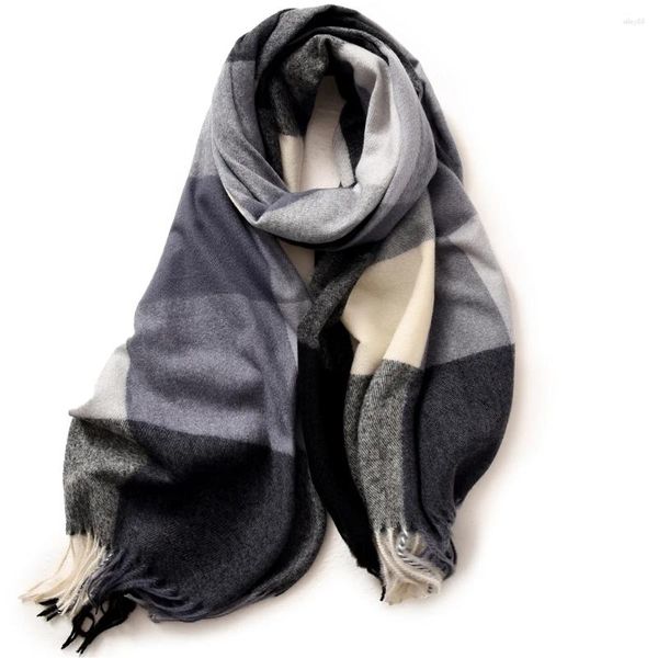 Lenços Contraste Lenço Luxo Confortável Quente Longo Xaile Wrap Cashmere Venda Socialite Inverno Feminino