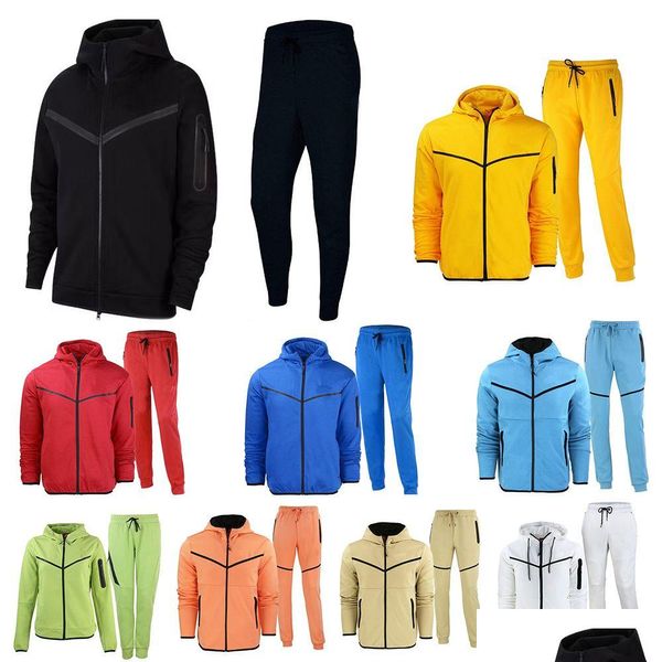 Tute da uomo Tech Fashion Sport Felpa con cappuccio Uomo Donna Pantaloni in pile Tuta Pantaloni sportivi Pantaloni Tute Consegna drop Abbigliamento Uomo Othw4