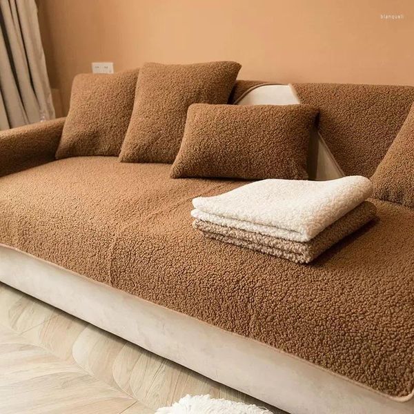 Coperture per sedie Plush Spesso divano caldo tappetino a colore solido Anti Slip Dust Expirability Cover Copertura semplificare la decorazione del soggiorno domestico