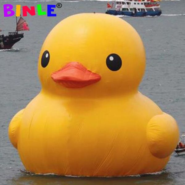 10mH (33 pés) atacado publicidade de água ao ar livre inflável pato amarelo gigante hermético brinquedo animal de borracha de PVC para piscina promoção comercial flutuante por mar