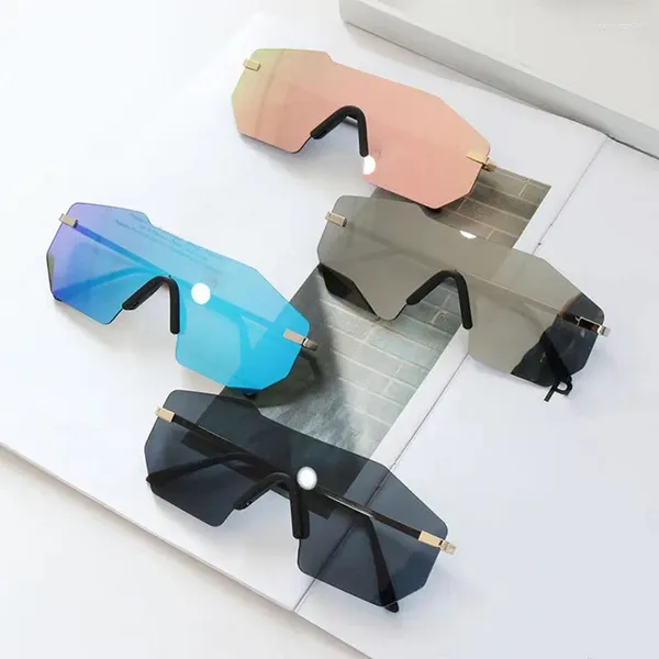 Солнцезащитные очки, один тип корпуса, квадратные мужские красочные солнцезащитные очки без рамок, женские брендовые дизайнерские модные очки UV400