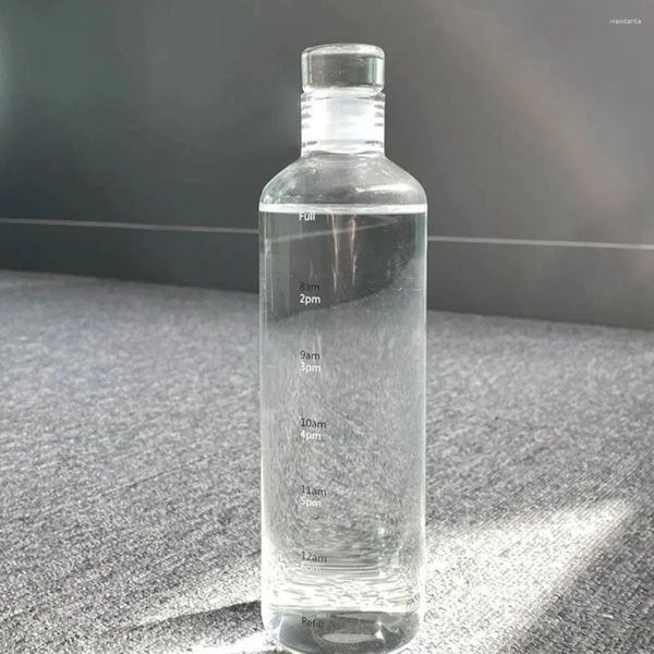 Wasserflaschen aus PP, langlebig, transparent, mit Zeitmarkierung, Saft, Milch, Teetasse, Verschlussdeckel, Flasche zum Trinken von Kaffeetassen