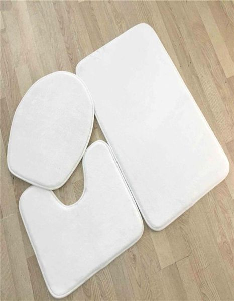 3 pçs sublimação tapetes de banho conjunto tapete do banheiro em branco branco antiderrapante tapetes diy entrada casa poliéster capacho tapete higiênico a136750613