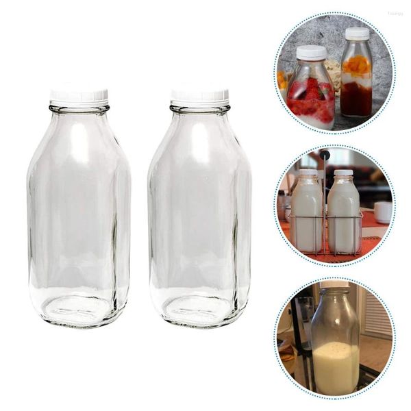 Weingläser Milch Glasflaschen Großhandel Flasche Krug Vintage Deckel Behälter Gläser Glas klein trinken wiederverwendbar mit