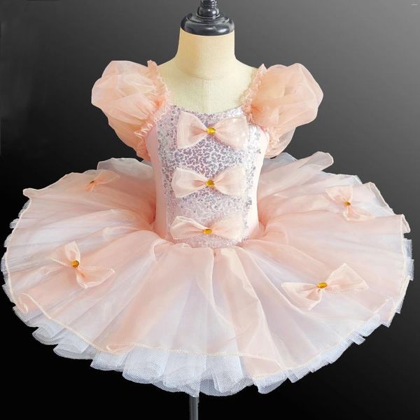 Bühnenkleidung Romantisches Pailletten-Ballett-Tutu für Mädchen Kinder Schwanensee Ballerina Party Tanzkostüme Abendkleid