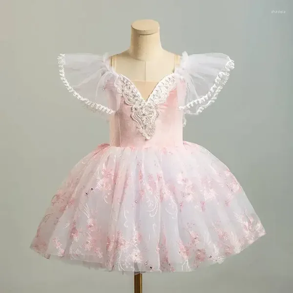 Abbigliamento da palcoscenico Gonna da balletto professionale principessa rosa Abbigliamento per spettacoli romantici per bambini Danza moderna