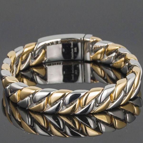 Bracciale rigido di lusso placcato oro Bracciale uomo amicizia Braccialetti da uomo Braccialetti in metallo Acciaio inossidabile Gioielli a portata di mano Regali per Boyfrien Dhkta