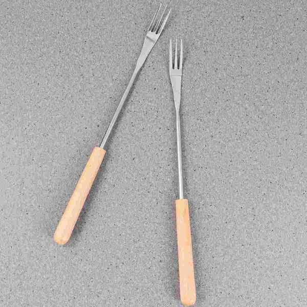 Conjuntos de louça 6 pcs utensílios de cozinha de aço inoxidável garfo aperitivo servindo bambu
