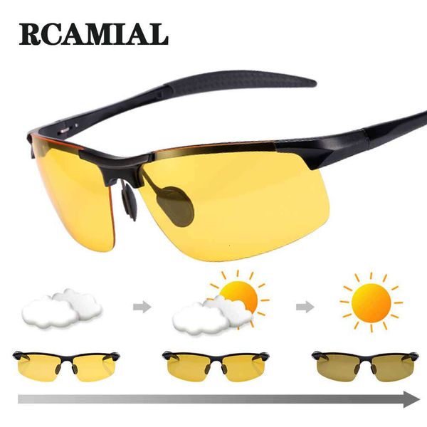 RCAMIAL Night Vision Glasses Photochromic Sunglasses Yellow Polarized Lens Uv400 Driving Goggles For Car Drivers Sport Men Women Famous Brand