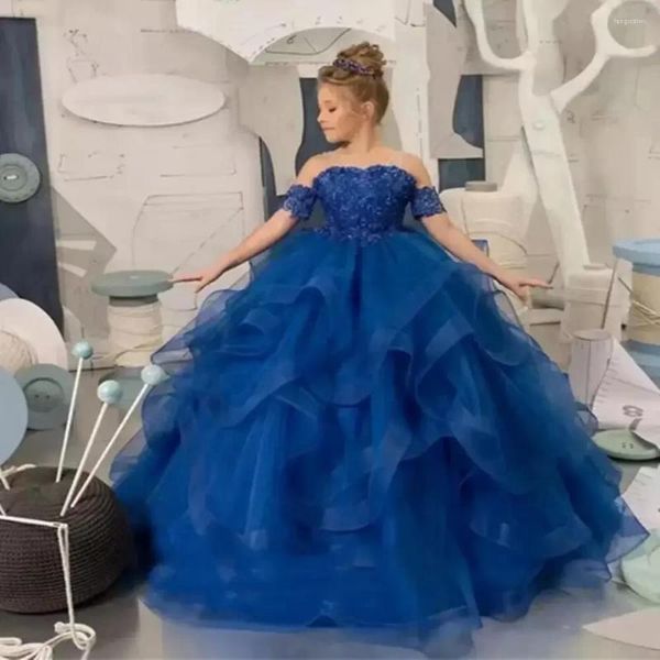 Mädchenkleider Blume für Hochzeiten Spaghettiträger Prinzessin Organza Applikationen Kindergeburtstag Partykleid Ballkleid