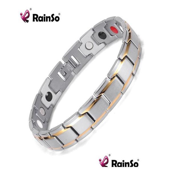 Теннис Rainso Браслет из нержавеющей стали с биоэнергией Модный браслет из пихты для здоровья Магнитные ювелирные браслеты Браслет с голограммой5034448 Drop Dh0Bo