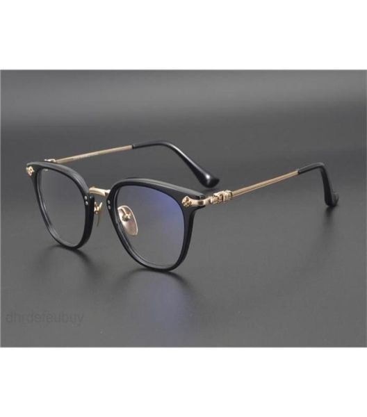 Men039s Ch Chrom-Brille, japanische handgefertigte Vollrahmen-Ovalbrille mit Titanplatte und Women039s Fashion Hearts Poz8 20224880794