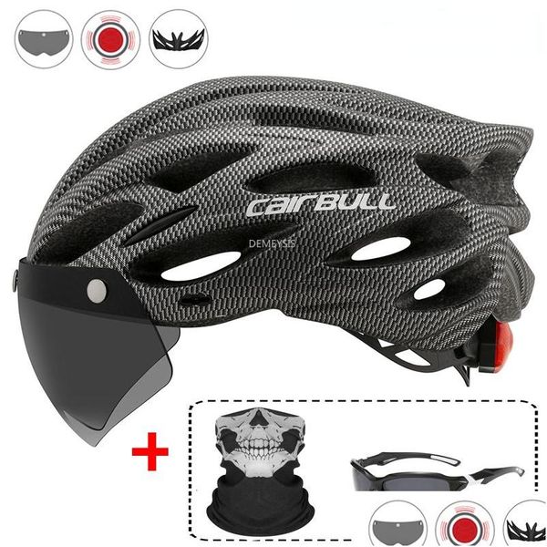 Radfahren Helme Tralight Sicherheit Helm Outdoor Motorrad Fahrrad Rücklicht Abnehmbare Objektiv Visier Mountain Road Bike Drop Lieferung DHC67