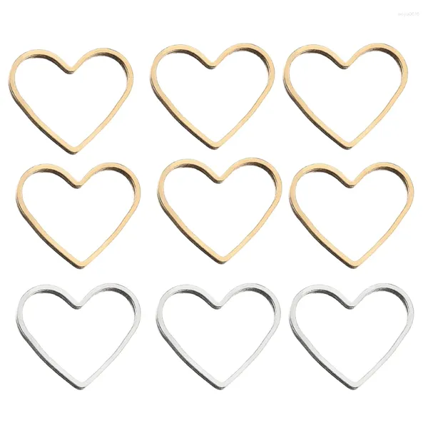 Encantos 50 peças de bronze coração quadro conectores moldura oca amor metal para fazer jóias diy pulseira colar brincos pingentes