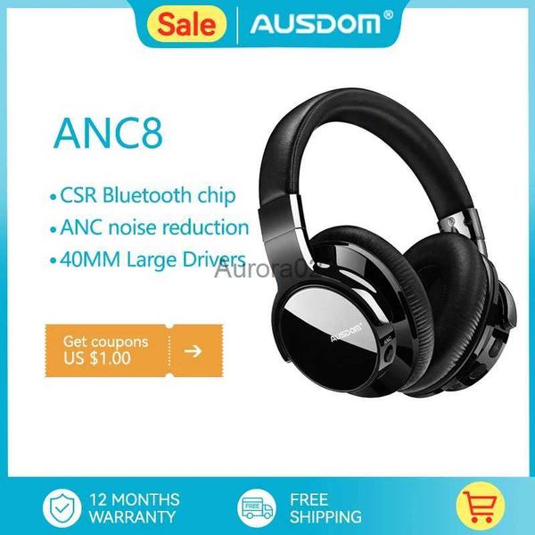 Handy-Kopfhörer AUSDOM ANC8 Aktive Geräuschunterdrückung, kabellose Kopfhörer, Bluetooth 5.0-Headset mit HiFi-Deep-Bass, 60 Stunden Spielzeit für Reisen, Arbeit, YQ240219