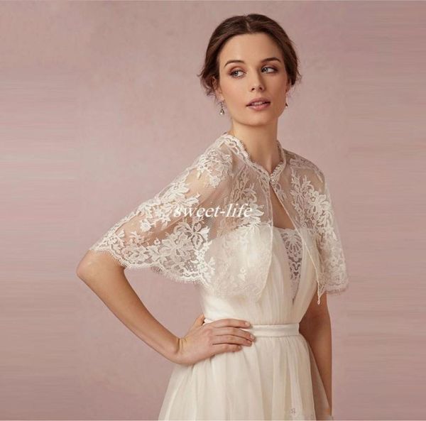 Bolero per Prom Beach Abiti da sposa da sposa Maniche a scialle Avvolgimenti da sposa Applique in pizzo Perline Giacca da sera da sposa 20204222002