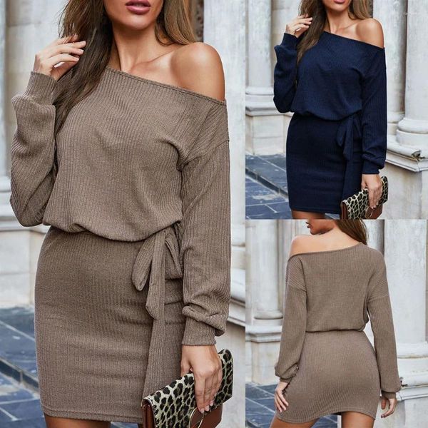 Casual Kleider Pailletten Kleid Hosen Für Frauen Herbst Und Winter Mode Einfarbig Gesäß Wrapping Knittin Dressy