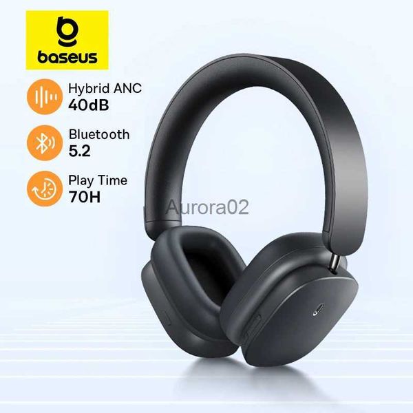 Fones de ouvido para celular Baseus H1 ANC Fones de ouvido sem fio Híbrido 40dB Fone de ouvido Bluetooth 5.2 4 microfones ENC 40mm Driver sobre os fones de ouvido 70H Playtime YQ240219