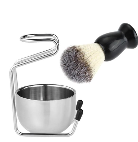 Men039s Barba Tazza da barba Ciotola Portapennello Supporto in acciaio inossidabile Capelli Baffi Pulizia del viso Ciotola di sapone Tazza per salone di barbiere 2172221