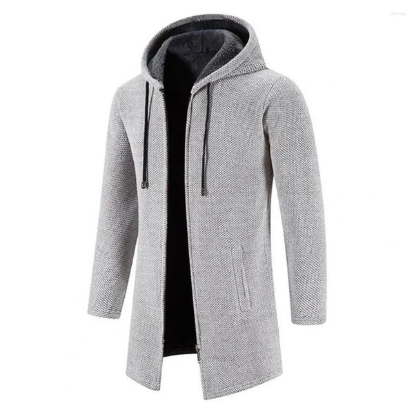 Trench da uomo Felpe con cappuccio Felpe a maniche lunghe da uomo Cerniera con cappuccio da uomo Oversize Winter Top Jacket Cappotto Maglione nero