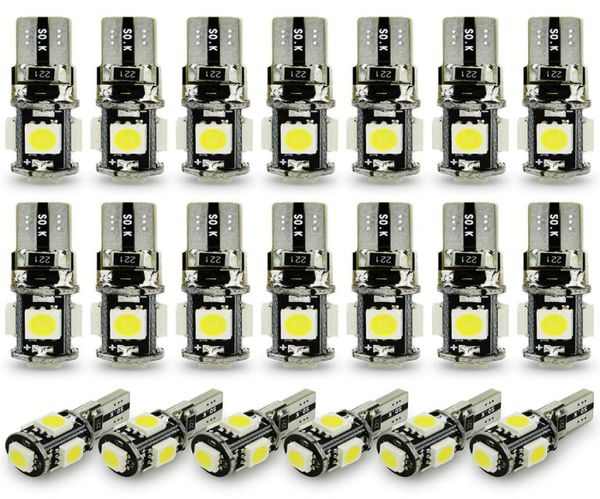 100 шт. T10 светильник CANBUS 5SMD 5050 SMD ошибка автомобильная лампа W5W 194 светодиодная лампа авто задняя белый синий желтый красный цвет CAN BUS3610325