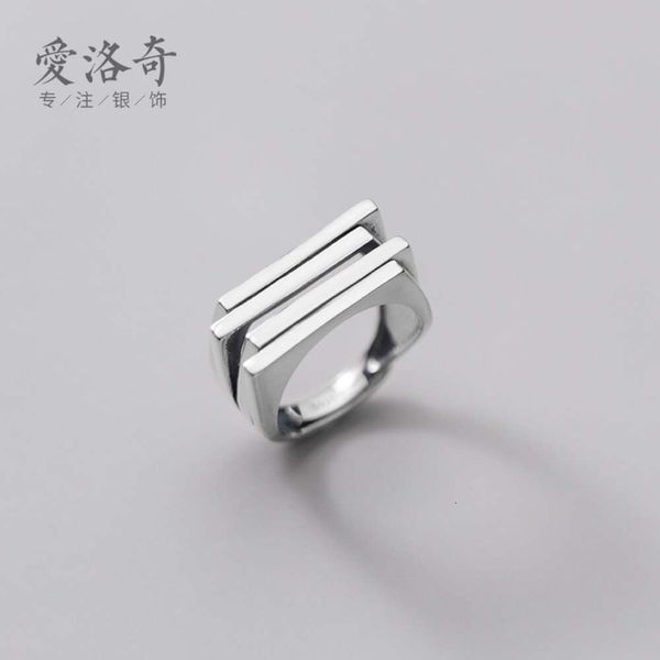 Aloqi S925 Silber Koreanische Ausgabe Mode Persönlichkeit Unregelmäßigen Quadratischen Ring Femininen Stil Thai Finger J8029 6OY2