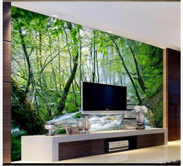 3D обои на заказ 3d фрески обои пейзаж маленький ручей Шуйму установка стены пирс красивые деревья обои 3d гостиная 9825176