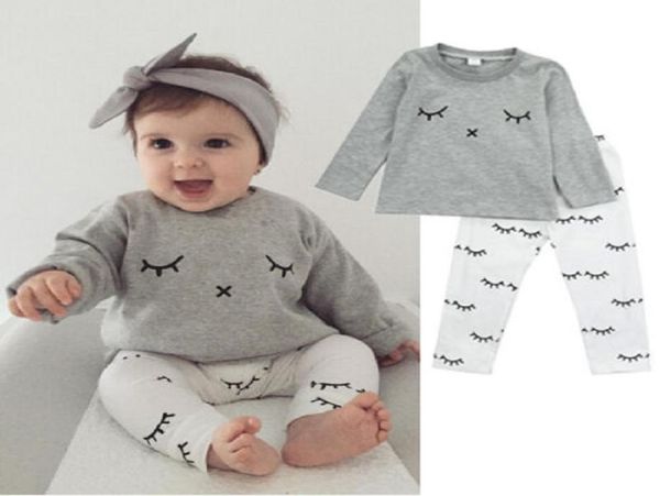 Kleinkind Kleidung Set Neugeborenes Baby Jungen Mädchen Boutique Kleidung Anzug Grau Sport Trainingsanzug Legging Wärmer Weiß Hose Langarm outfi6120803