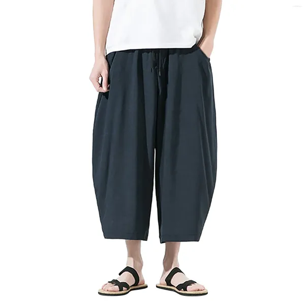 Pantaloni da uomo a gamba larga Harlan elastici da spiaggia larghi pantaloni corti larghi estivi larghi traspiranti sottili tasche per pantaloni maschili