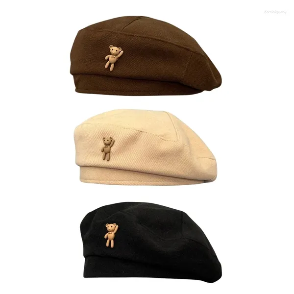 Berets Stereoskopische süße Bär Baskenmütze Künstler Hut Kürbis warm Herbst Winter für Erwachsene Damen liefert