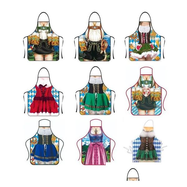 Schürzen Oktoberfest-Schürze, weibliches Dirndl-Kostüm-Outfit, deutsches Partykleid, Neuheit für Küche, Kochen, Grillen, Backen, Drop-Lieferung nach Hause G Dhqir