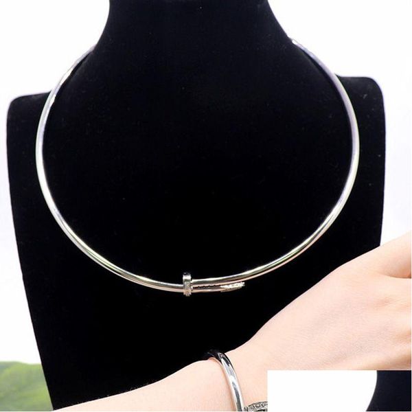 Chokers Luxus Liebe Gold Nagel Designer Damen Edelstahl Mode Halskette Schmuck Geschenke für männliche Zubehör Drop Lieferung Dh2Xw