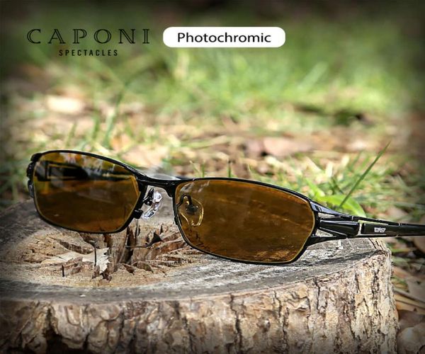 Caponi gelbe Sonnenbrille für Herren, Rahmen aus reinem Titan, polarisiert, Tag, Nacht, Autofahren, Verfärbung, Gläser, Sonnenbrille Bsys11907221647
