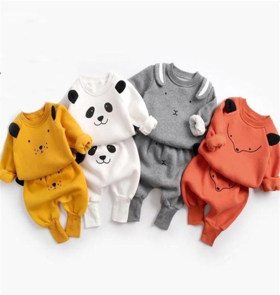 Baby Anzug Herbst Winter Baby Junge Cartoon Nette Kleidung Pullover Sweatshirt Top Hose Kleidung Set Baby Kleinkind Mädchen Outfit Anzug LJ313669151