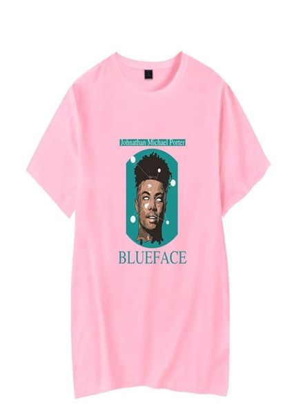 Cantante rapper di alta qualità Blueface Pink Tshirt UomoDonna Summer Fashion Casual Hip Hop T-shirt Stampa Blueface Magliette corte 2101458520