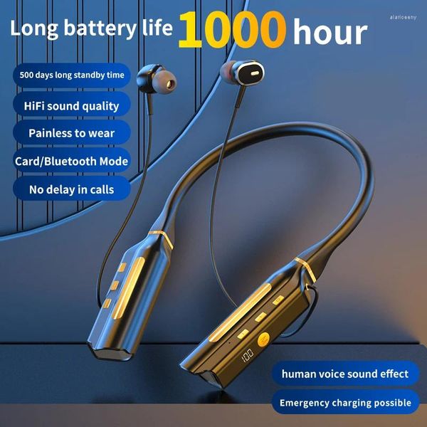 1000 horas de reprodução sem fio fones de ouvido bluetooth neckband baixo fone esportes à prova dwaterproof água tampões pode ser como banco potência