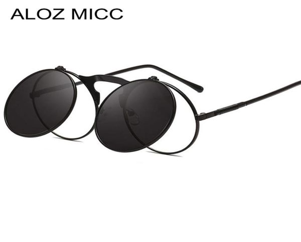 ALOZ MICC Vintage Flip Up Runde Sonnenbrille Männer Neueste Punk Metall Sonnenbrille Frauen Weibliche Mode Brillen De Sol A0254798359