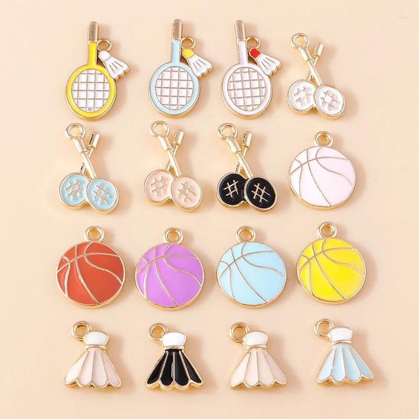 Takılar 10 adet güzel emaye sporları badminton basketbol voleybolu DIY mücevherleri için el yapımı küpeler kolyeler kolye kolye