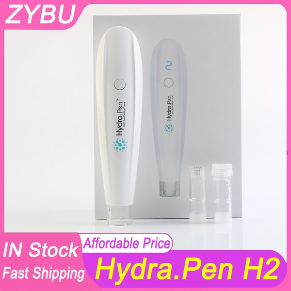 Penna Hydra Derma Wireless di alta qualità H2 Penna microneedling professionale Rullo per la cura della pelle Dispositivo di bellezza per mesoterapia viso con cartucce ad ago da 2 pezzi 0,5 mm 12 pin