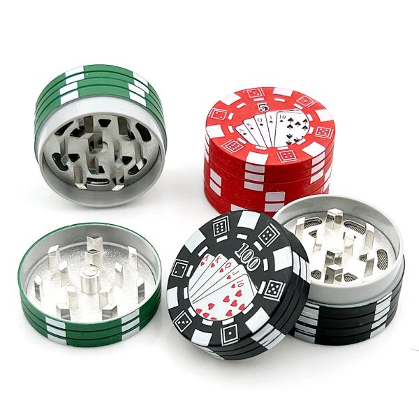 Poker Chip 3 parti stile taglierina per spezie 40 mm smerigliatrice per tabacco taglierina per erbe accessori per fumatori strumento gadget ZZ