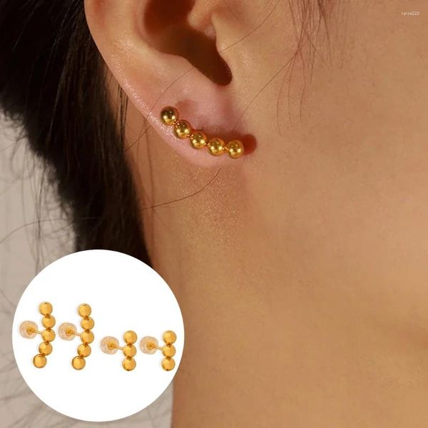 Ohrstecker, klassische Ohrstecker für Frauen, goldfarben, Kugel-Edelstahl-Ohrring, koreanischer Trend, Schmuck im Großhandel