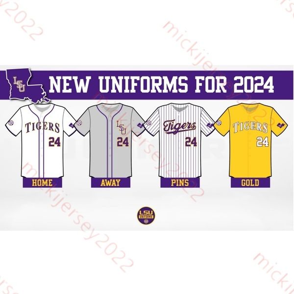 Christian Little Tommy Weiß 2024 LSU Baseball-Trikot 16 Brady Neal 22 Jared Jones 28 Paxton Kling 6 Brayden Jobert Individuell genähte LSU Tigers-Trikots