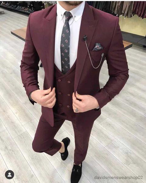 Ternos masculinos blazers mais recente casaco calça design casual marrom terno masculino fino ajuste 3 peça smoking baile de formatura ternos de casamento personalizado noivo blazer terno masculino