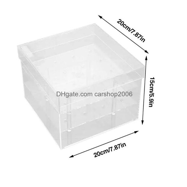 Vasi Scatola per fiori in acrilico Vaso per libri trasparente a 2 strati Centrotavola floreale per tavolo da pranzo con fori Lungo quadrato moderno Consegna a domicilio Dht6G