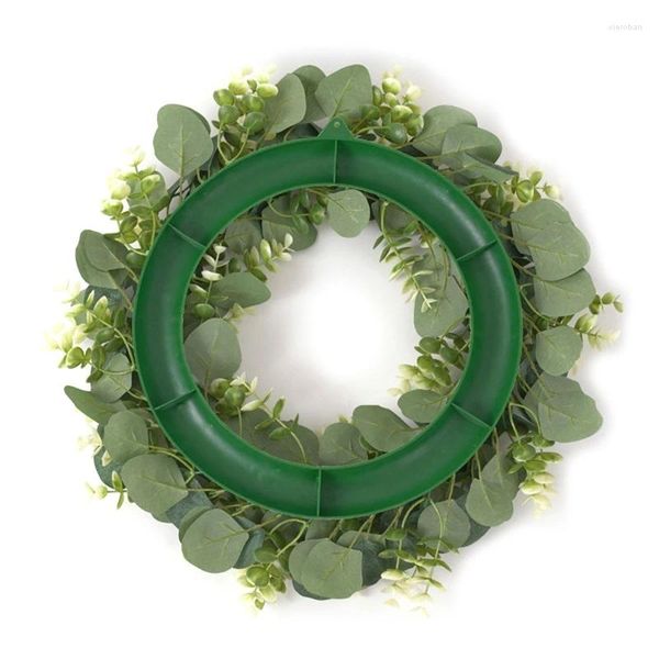 Flores decorativas 45cm flor artificial grinalda da porta da frente com folha de dinheiro folhas verdes decoração da parede a0ke